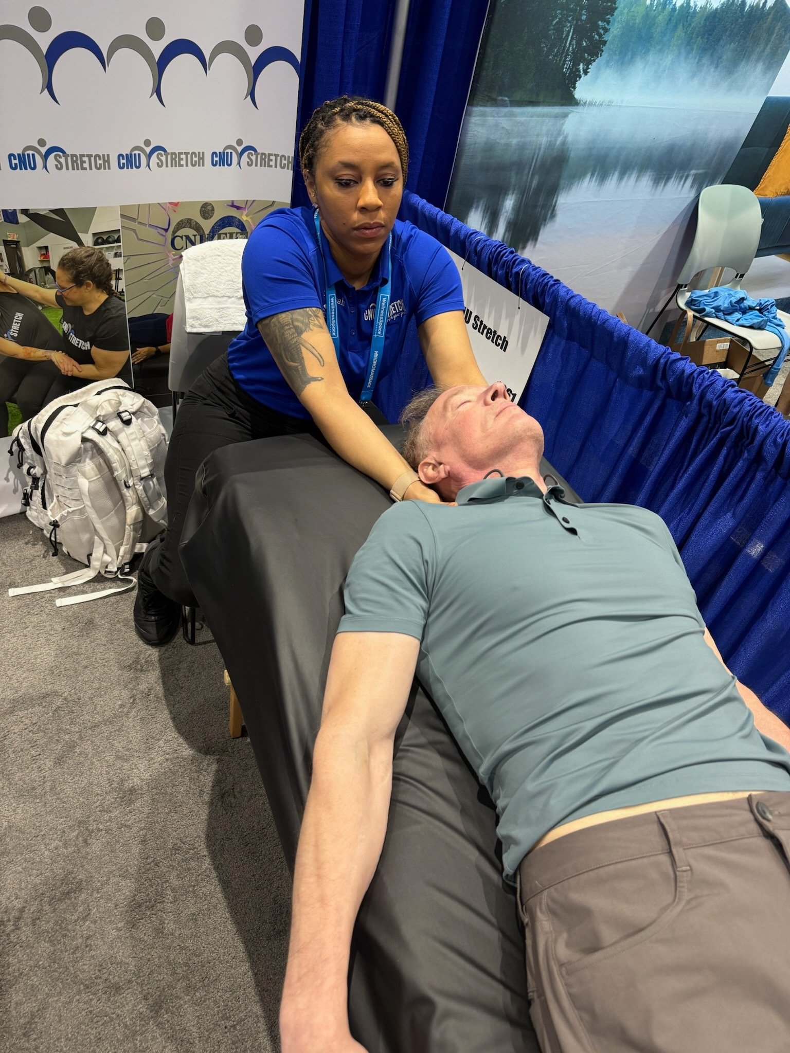 CNU Stretch certified therapist demonstrating live at HFA San Diego 2026