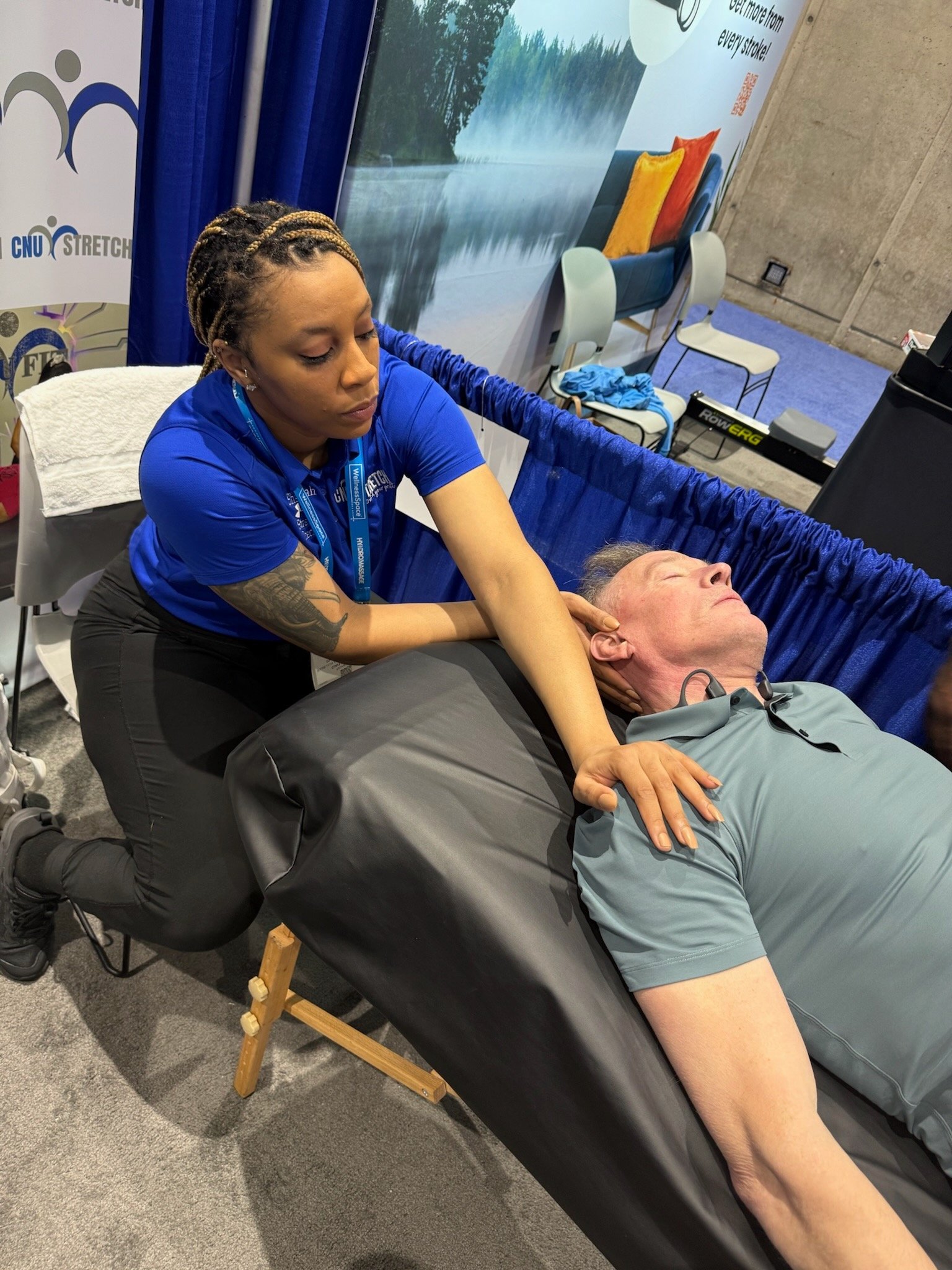 CNU Stretch certified therapist performing neck release