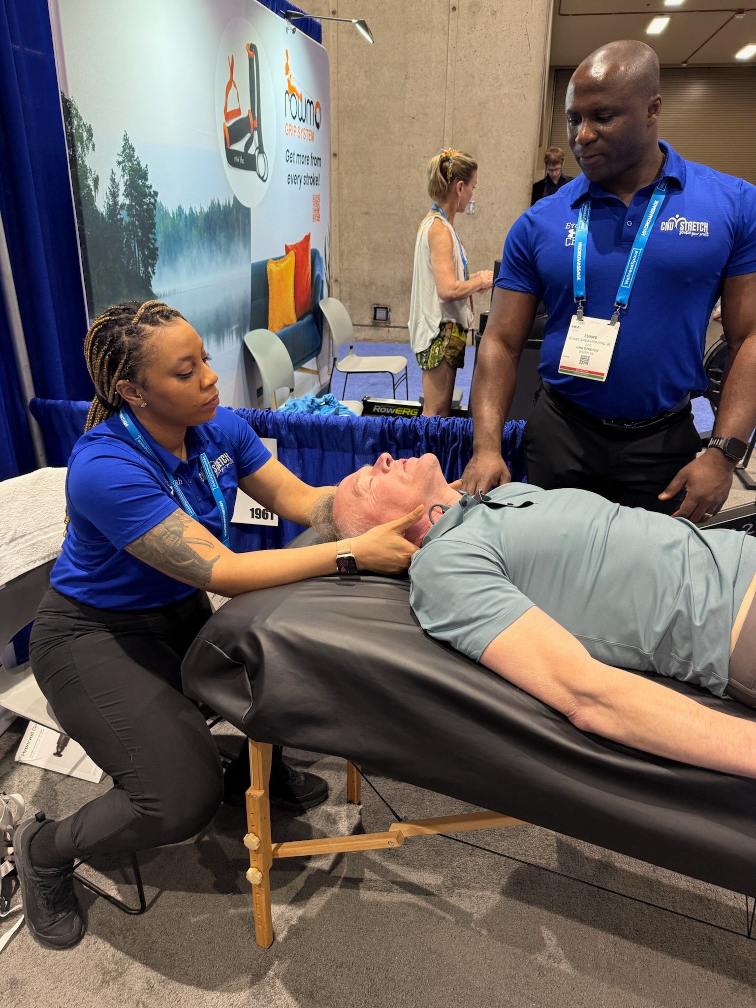 CNU Stretch team — certified therapist and trainer working together