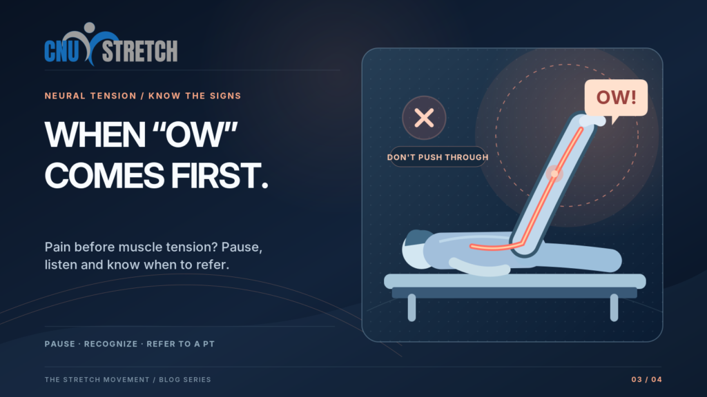 When ow comes first: pain before muscle tension means pause, recognize and refer to a physical therapist