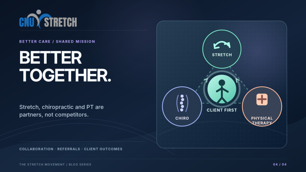 Better together: stretch, chiropractic and physical therapy as partners around the client